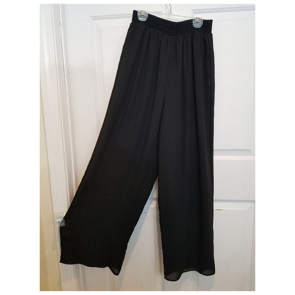 2 For $10 - Silky Chiffon Palazzo Black Pants